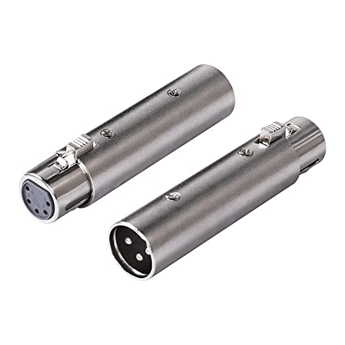 SinLoon XLR-Koppler Stecker auf Buchse XLR 3-poliger Stecker auf XLR 5-polige Buchse Kabeladapter Gender Changer Coupler-2Pcs (5 Female to 3 Male) von SinLoon