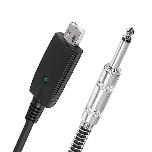 SinLoon USB-zu-Gitarren-Kabel, USB auf 6,35 mm Gitarrenschnittstelle, 3 m, Studio-Audiokabel, Gitarre, Computer, Stecker, Adapter f?r Instrumente, Aufnahme, Gesang von SinLoon