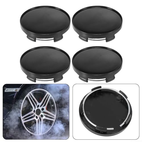 SinYor 4 x Schwarze 59 mm Durchmesser, 5 Clips, Radkappen-Abdeckung Nabenkappen Felgendeckel Radzierblenden für Autoreifen, 5 Clips, für Auto von SinYor