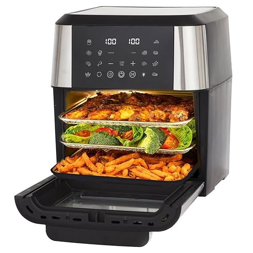 Heißluftfritteuse 12L Ofen Style • 1800W Profi Leistung • 10 Automatikprogramme • Energiesparend + Spülmaschinengeeignet • Digital Display • Eco Coating • XXL Familien Größe von Sinaopus