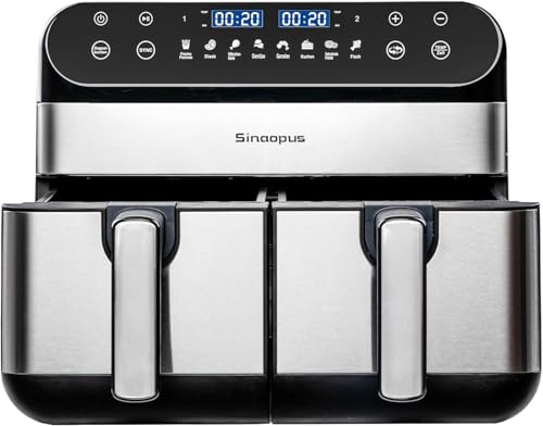 Heißluftfritteuse 9L Luftfritteuse • 1700W mit 2 Körben • 9 Garprogramme • Heißluftofen ohne Öl • Digitales LED-Touchdisplay • Spülmaschinengeeignet • Für Familien•Schwarz von Sinaopus
