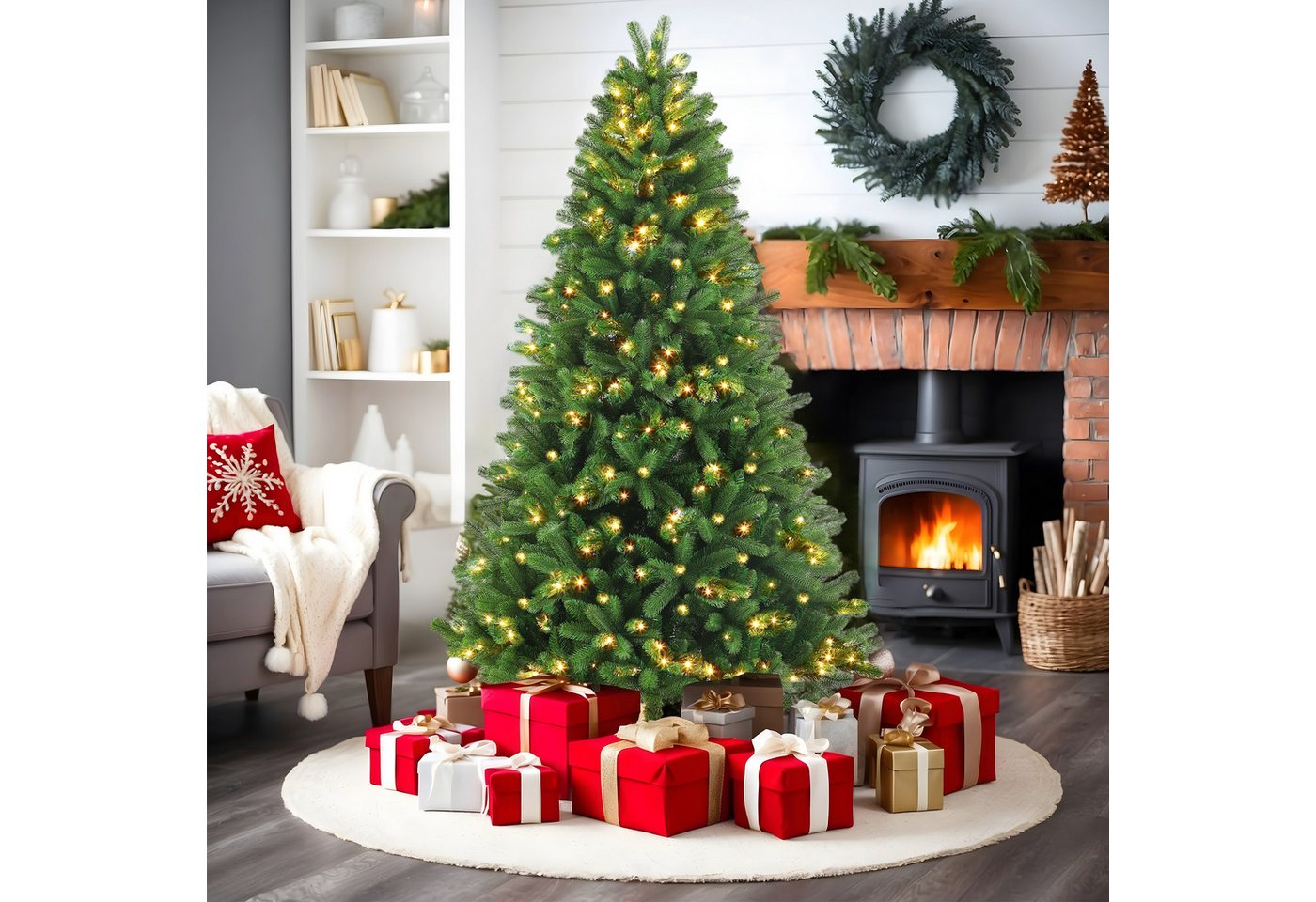 Sinaopus Künstlicher Weihnachtsbaum 235cm Künstlicher Tannenbaum, PVC+PE Material, stabiler Holzständer, Weihnachtsbaum mit LED Beleuchtung, Christbaum für Weihnachten-Dekoration, 430 warmgelben LEDs & 1750 Spitzen, einfach Aufbau, Wiederverwendbar Sinaopus Künstlicher Weihnachtsbaum 235cm Künstlicher Tannenbaum, PVC+PE Material, stabiler Holzständer, Weihnachtsbaum mit LED Beleuchtung, Christbaum für Weihnachten-Dekoration, 430 warmgelben LEDs & 1750 Spitzen, einfach Aufbau, Wiederverwendbar von Sinaopus