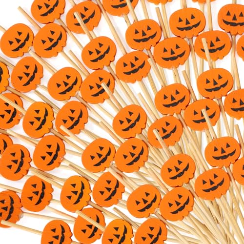 Sinbana 100stk Halloween Kürbis Picks, Lustige Halloween Cocktailspieße Cupcake Topper Kürbis Zahnstocher für Themenparty Vorspeisen Sandwich Obst Dekorationen Sinbana 100stk Halloween Kürbis Picks, Lustige Halloween Cocktailspieße Cupcake Topper Kürbis Zahnstocher für Themenparty Vorspeisen Sandwich Obst Dekorationen von Sinbana