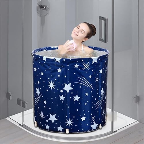 Badewanne Bathtub, Mobile Faltende Wannenbad,Fass Folding SPA Erwachsenen Wanne,Babybadewanne,Familienbad,70x65cm Plastikeimer Badewanne Perlbaumwoll,Wannenbad Passend zu jeder Jahreszeit(Sternenblau) von Sinbide