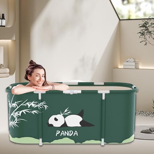 Badewanne Zusammenklappbare Badewanne Ideale Familienbadewanne Gartenpool für Kinder Leicht zu montierender Toilettengurt Geeignet für Erwachsene und Kinder 115x60x50cm (LxBxH) (Panda) von Sinbide