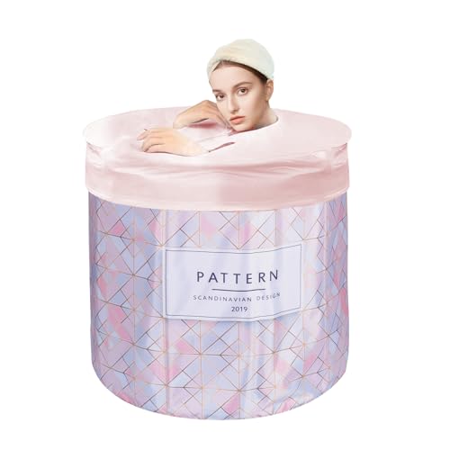 Sinbide Badewanne Tragbare faltbare Kinderbadewanne Wanne für Erwachsene und Kinder Geeignet für Saunaduschen und Eisbäder Freistehende Badewanne Installationsfrei 65x65x70 cm（LxBxH) (Rosa) von Sinbide
