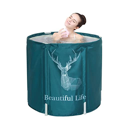 Sinbide Faltbare Badewanne, Erwachsene 70x65cm Round Klappbare und Tragbare Wanne für Spa, für Kinder und Erwachsene, Ermüdungserleichterung(grün) von Sinbide