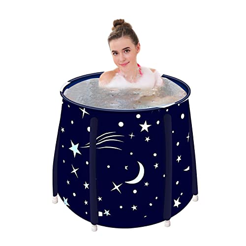Sinbide Faltbare Badewanne, Tragbare,Geeignet für Erwachsene & Kinder, Große Familie Badewanne für SPA, Outdoor Bewegliche Wanne (blauer Sternenhimmel) von Sinbide