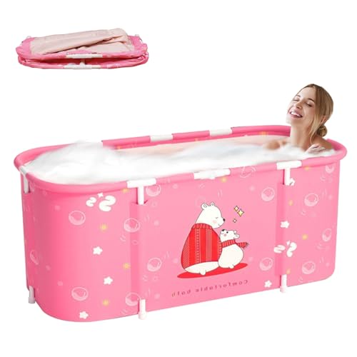 Sinbide Faltbare Badewanne, installieren und tragbare abnehmbare Badewanne, Geeignet für Erwachsene und Kinder，ideal für zu Hause Spa，vier Stile 115x60x50cm (LxBxH) (rosa) von Sinbide