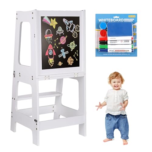 Sinbide Lernturm, Lernturm für Kinder, Montessori Learning Tower, mit Message Boards,ideales Montessori Küchenhelfer ab 1 Jahr von Sinbide