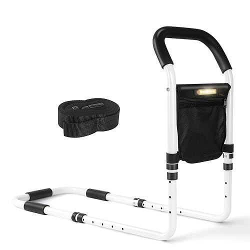 Sinbide Senioren-Bett Aufstehhilfe Bett mit Sensorlicht und Höhenverstellung Bettseitenschutz 150 kg Tragkraft Rutschsicher von Sinbide
