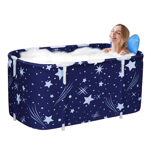 Sinbide Tragbare Badewanne, 125cm/132cm faltbare Badewanne für Erwachsene, Große Familien Badewanne für SPA, Movable Badewanne mit 2 Ablauflöchern, Studenten Badewanne mit 2.0 verdicktem Rohr (125cm) von Sinbide