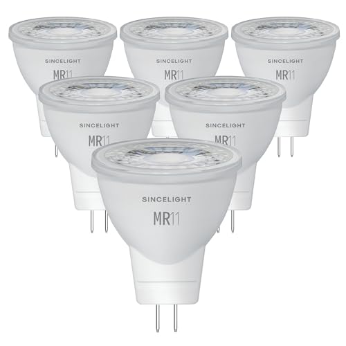 SINCELIGHT LED MR11 Reflektorlampe Ø35mm mit GU4-Sockel, 3W, 250 Lumen Ersetzt 25 Watt Halogenlampen, Farbwiedergabeindex RA≈92, Warmweiß 2700K， 38°Ausstrahlungswinkel, 6er-Pack von SINCELIGHT