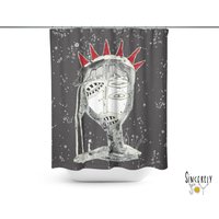 Abstrakter King Art Duschvorhang Chango Shower Curtains Original Mixed Media Orisha Painted Badezimmer Dekor Designer von SincerelyJoyStore