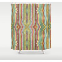 Bunte Boho Regenbogen Gestreifte Dusche Vorhang Bad Set Zubehör Passende Badematte Abstrakte Aquarell von SincerelyJoyStore