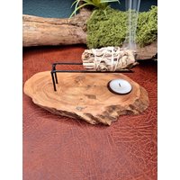 Palo Santo & Räucherbündel Halterung Aus Holz Mit Teelicht - Typ 2 von Sindaril