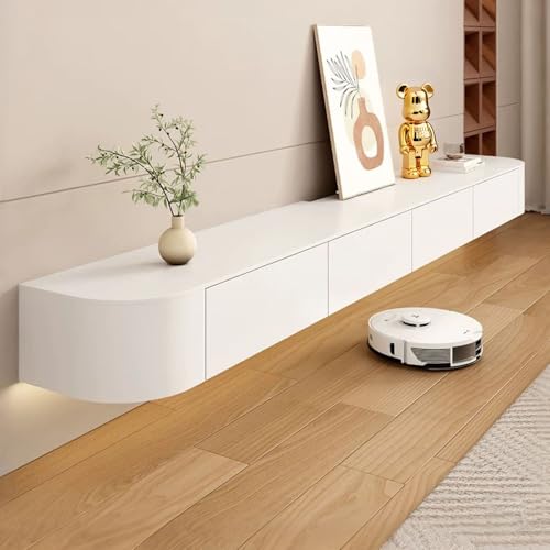 Schwebender TV-Ständer, wandmontierter TV-Schrank mit Türen und Schublade, modern, schwimmende TV-Einheit, groß, Unterhaltungs-TV-Wandeinheiten für Wohnzimmer, Schlafzimmer und Esszimmer (weiß, 260 cm Schwebender TV-Ständer, wandmontierter TV-Schrank mit Türen und Schublade, modern, schwimmende TV-Einheit, groß, Unterhaltungs-TV-Wandeinheiten für Wohnzimmer, Schlafzimmer und Esszimmer (weiß, 260 cm von Sindasco