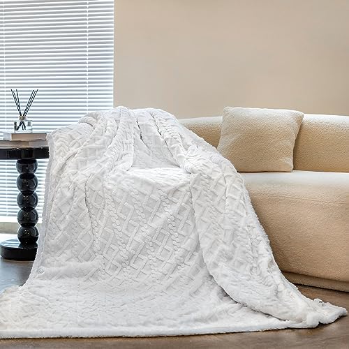 SindeRay Sherpa Fleece Throw Blanket for Couch Sofa, Super Soft Cozy Fuzzy Plush Blankets Fleece Thick Warm Blanket for Winter Reversible Thick Warm Blanket for Bed, Sofa, Living Room, White 80" x 60" von SindeRay