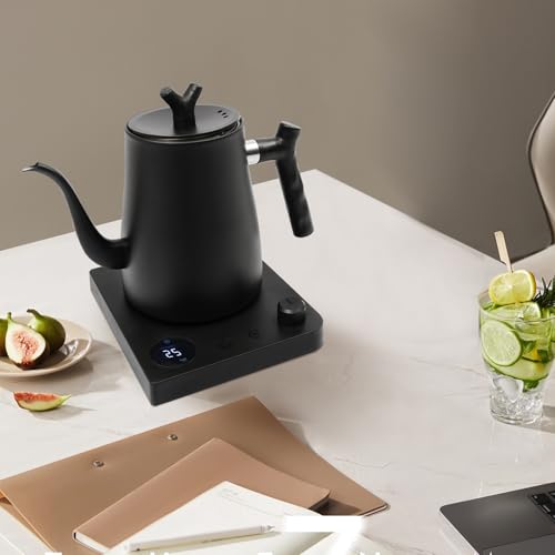 1000W Edelstahl Elektrischer Wasserkocher 1L Wasserkocher mit Schwanenhals Einstellbarer Temperatur elektrischer Wasserkocher mit LED-Anzeige für Büros, Hotels, Home, 3–5Min Heizun, Schwarz von Sindipanda