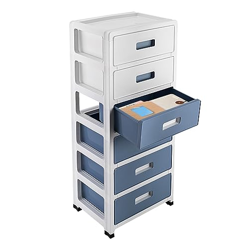 6 Etagen Schubladenschrank Kunststoff mit Rollen Rollcontainer mit Schubladen Schublade Desktop Organizer - 35 x 26 x 83.5 cm - Lagersystem Kunststoff, Blau-Weiß 6 Etagen Schubladenschrank Kunststoff mit Rollen Rollcontainer mit Schubladen Schublade Desktop Organizer - 35 x 26 x 83.5 cm - Lagersystem Kunststoff, Blau-Weiß von Sindipanda