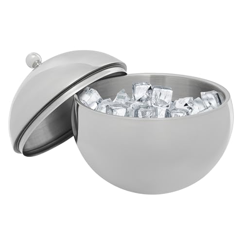 Eisbehälter für Eiswürfel 17 x 10 cm Rund Isolierter Eiskübel Eiswürfel-Aufbewahrungsschüssel aus Edelstahl (natürlicher Farbe) von Sindipanda