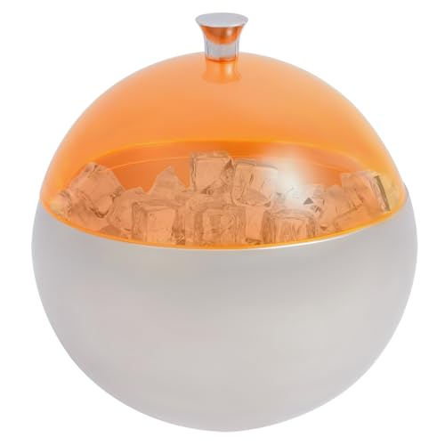 Eisbehälter für Eiswürfel 17 x 10 cm Rund Isolierter Eiskübel Eiswürfel-Aufbewahrungsschüssel aus Edelstahl (orangem Deckel) von Sindipanda