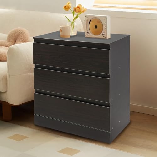 Sindipanda Moderner Nachttisch mit 3 Schubladen für Schlafzimmern, Wohnzimmern Nachttischschrank, Nachttisch mit 3 Schubladen - 60 x 41 x 69 cm Modern Nachtkommode, Schwarz von Sindipanda