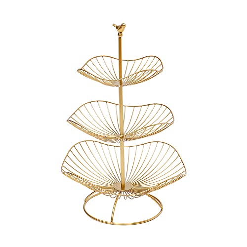 Sindipanda Obst Etagere 3 Stöckig Dekorativer Obstkorb Früchtekorb für Küche & Wohnzimmer,Obsttellergröße: 20cm,25 cm ,31cm (Gold) von Sindipanda