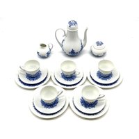 Jugendstil Rosenthal "Romanze Benares" Espresso Service Blau Weiß Für 5 Personen Made in Germany, 60Er Jahre von SineLineaStudio17