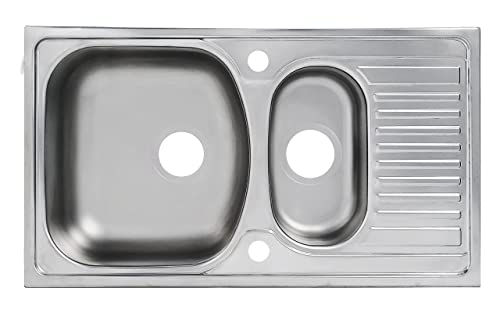 Edelstahl Küchenspüle Edelstahlspüle Einbauspüle 44x78 cm 1,5 Becken Eckige Spüle von Sinec