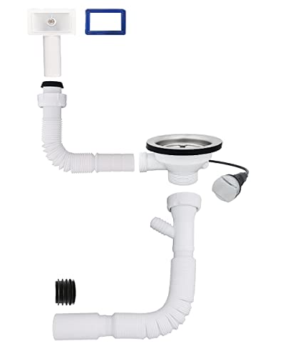 Siebkorb-Excenterventil 114 mm mit Raumschaffer 1 x Überlauf und Drehbetätigung Ersatzteile für Spüle Küchenspüle Siebkorb Ventil von Sinec