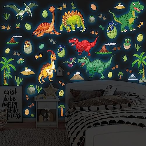 Leuchtende Dinosaurier Wandsticker, Selbstklebend Dinosaurier Wandtattoo Kinderzimmer Dino Leuchtsticker Wandtattoo Dinosaurier Leuchtend Wandaufkleber für Junge Kinderzimmer Schlafzimmer Blau von Sinekong