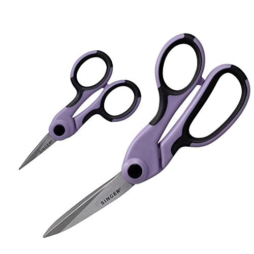 SINGER ProSeries Fabric Scissors and Craft Detail Scissors Set, Lilac Purple, Set of 2 Sewing Scissors von Singer