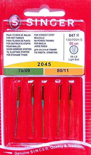 Singer N2045B05AS847R Jerseynadel 2045 Mix 5er Nadel, Metall, Silber, 7 x 0,03 x 4 cm von Singer