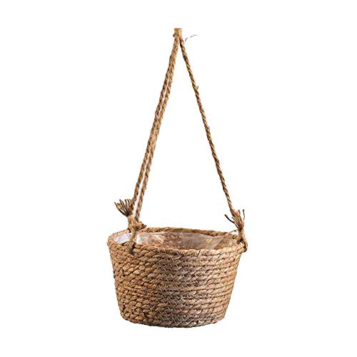 Singeru Geflochtener Blumenkorb, Rattan-Hängekorb, Garten-Hängekörbe, für drinnen und draußen, zum Aufhängen, Pflanzentöpfe, Wandmontage, 20 cm (B) von Singeru