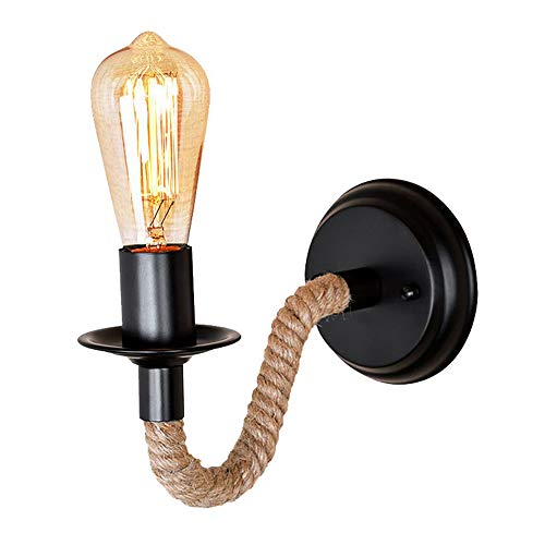 Vintage Retro Wandlampe Amerikanische Seil Industrial Lampe Eisen Rohr Groß Seil Wand Lampe Gänge Wandleuchten E27 220v Für Loft Korridor Wohnzimmer Balkon（keine Lichtquelle） [energieklasse A+] von Esoes