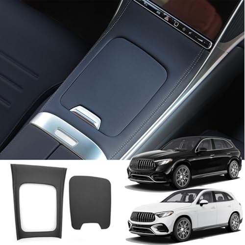 Singkin Mittelkonsole Verkleidung Leder Flockung Hartschale Aufkleber Konsolenabdeckung Set für Mercedes-Benz GLC X254 GLC260 GLC300 GLC300e GLC43 AMG 2023 2024 Zubehör Innendekorations-Abdeckung von Singkin