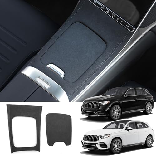 Singkin Mittelkonsole Verkleidung Leder Flockung Hartschale Aufkleber Konsolenabdeckung Set für Mercedes-Benz GLC X254 GLC260 GLC300 GLC300e GLC43 AMG 2023 2024 Zubehör Innendekorations-Abdeckung von Singkin