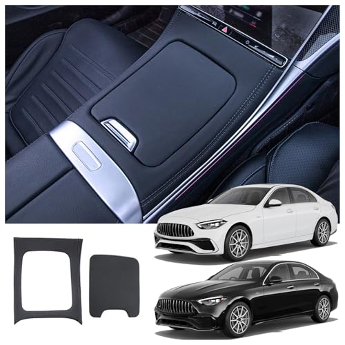 Singkin Mittelkonsole Verkleidung Leder Flockung Hartschale Aufkleber Konsolenabdeckung für Mercedes-Benz C-Klasse C300 C260 AMG C43 2023+ Zubehör Innendekorations-Abdeckung Dekorationsfolien-Set von Singkin