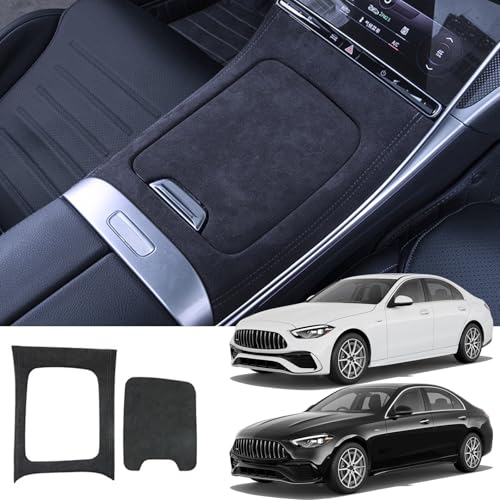 Singkin Mittelkonsole Verkleidung Leder Flockung Hartschale Aufkleber Konsolenabdeckung für Mercedes-Benz C-Klasse C300 C260 AMG C43 2023+ Zubehör Innendekorations-Abdeckung Dekorationsfolien-Set von Singkin