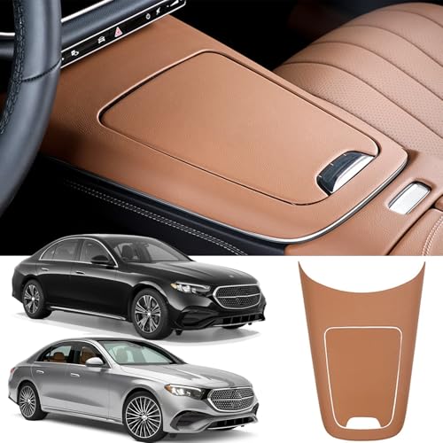 Singkin Mittelkonsole Verkleidung Leder Hartschale Aufkleber Konsolenabdeckung Set für Mercedes-Benz E Class E350 E450 E300 E260 W214 2024+ Zubehör Innendekorations-Abdeckung von Singkin