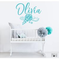 Kinderzimmer Blumen Monogramm Mit Namen - Vinyl Text Wand Kunst Individuelles Wohndekor von SingleStoneDecals