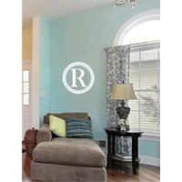 Monogramm Wandaufkleber Einfacher Kreis - Vinyl Text Benutzerdefinierte Wohnkultur von SingleStoneStudio