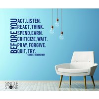 Bevor Sie Handeln Wandtattoo Zitat Ernest Hemingway - Vinyl Wand Worte Benutzerdefinierte Wohnkultur von SingleStoneStudios