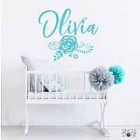 Kindergarten Blume Monogramm Mit Namen - Vinyl Text Wandkunst Benutzerdefinierte Home Decor von SingleStoneStudios
