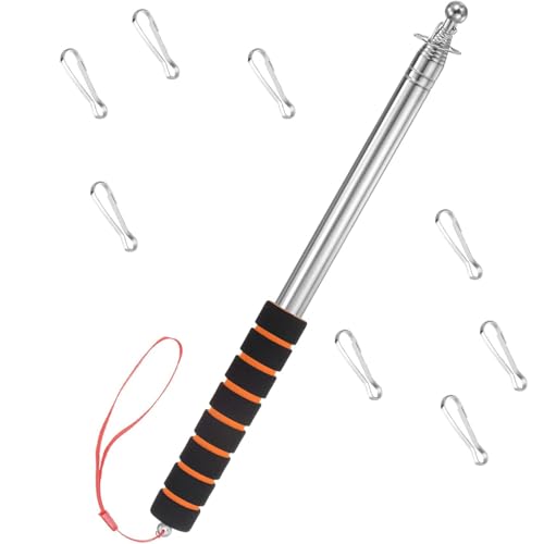 sinirttou 2.5 m Teleskop-Flaggenmast Aus Edelstahl,mit 8 Clips Haken,Portable Rod Handheld Flagpole Accessories Set, Fahnenstange Teleskop für Travel,Outdoor Activities,Lessons, Training von sinirttou
