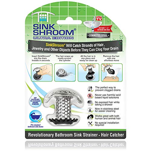 SinkShroom Ultra Revolutionärer Abflussschutz für Waschbecken, Edelstahl eigenständig von SinkShroom