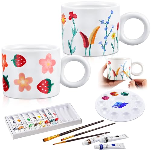 Sinmoe Keramik Tassen Bemalen Set für Erwachsene 2 Tassen 12 Keramikfarben 3 Pinsel und 1 Palette DIY Kaffeetasse Malset Kreatives Geschenk für Hochzeit Geburtstag Weihnachten(Einfacher Stil) Sinmoe Keramik Tassen Bemalen Set für Erwachsene 2 Tassen 12 Keramikfarben 3 Pinsel und 1 Palette DIY Kaffeetasse Malset Kreatives Geschenk für Hochzeit Geburtstag Weihnachten(Einfacher Stil) von Sinmoe