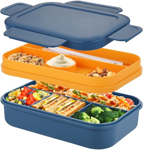 Sinnsally Lunchbox für Erwachsene,2000ml Brotdose mit Fächern,Bento Lunch Box mit Besteck Vesperbox Brotzeitbox Brotbox,Auslaufsicher Essensbox Jausenbox mit Unterteilung Frühstücksbox Vesperdose von Sinnsally