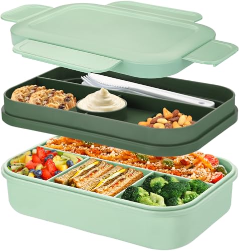 Sinnsally Lunchbox für Erwachsene,2000ml Brotdose mit Fächern,Bento Boxen Lunch Box mit Besteck,Vesperbox,Brotzeitbox Brotbox,Auslaufsicher Essensbox Jausenbox Unterteilung,Frühstücksbox Vesperdose von Sinnsally